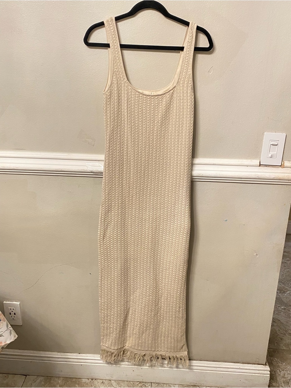 Just Found cream maxi dress with textured knit pattern